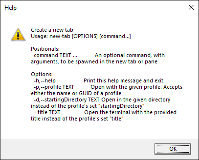 Windows Terminal Help - New Tab