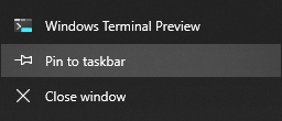 Pin terminal to the taskbar