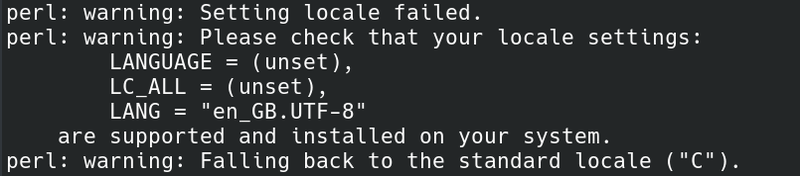 perl: warning: Falling back to the standard locale ('c')