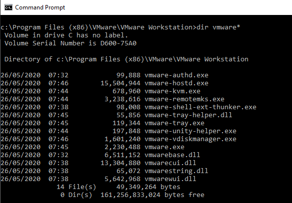 cmd prompt set that the location of 'vmware workstation`